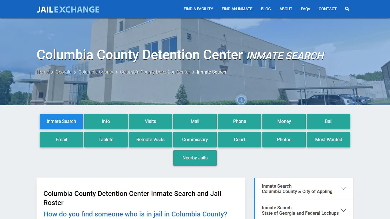 Columbia County Detention Center Inmate Search - Jail Exchange