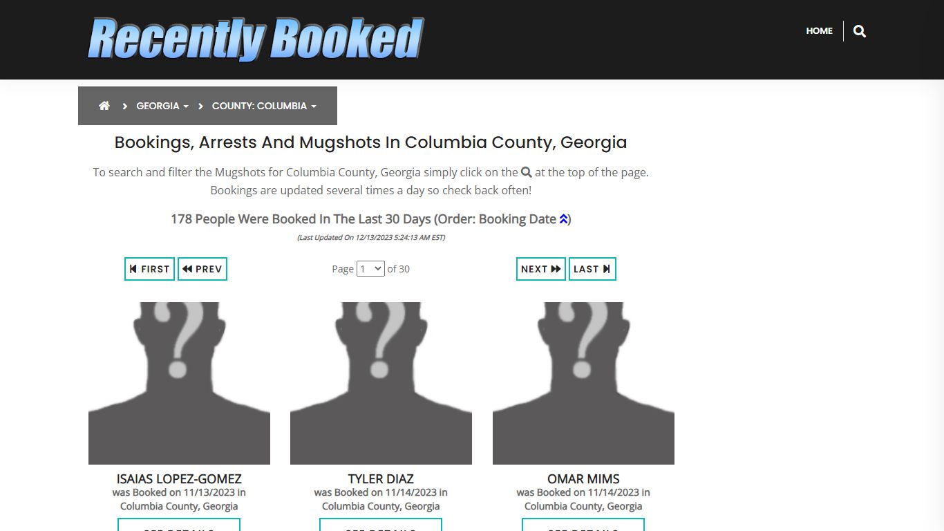 Bookings, Arrests and Mugshots in Columbia County, Georgia